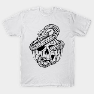 Pumpkin skull with snake T-Shirt